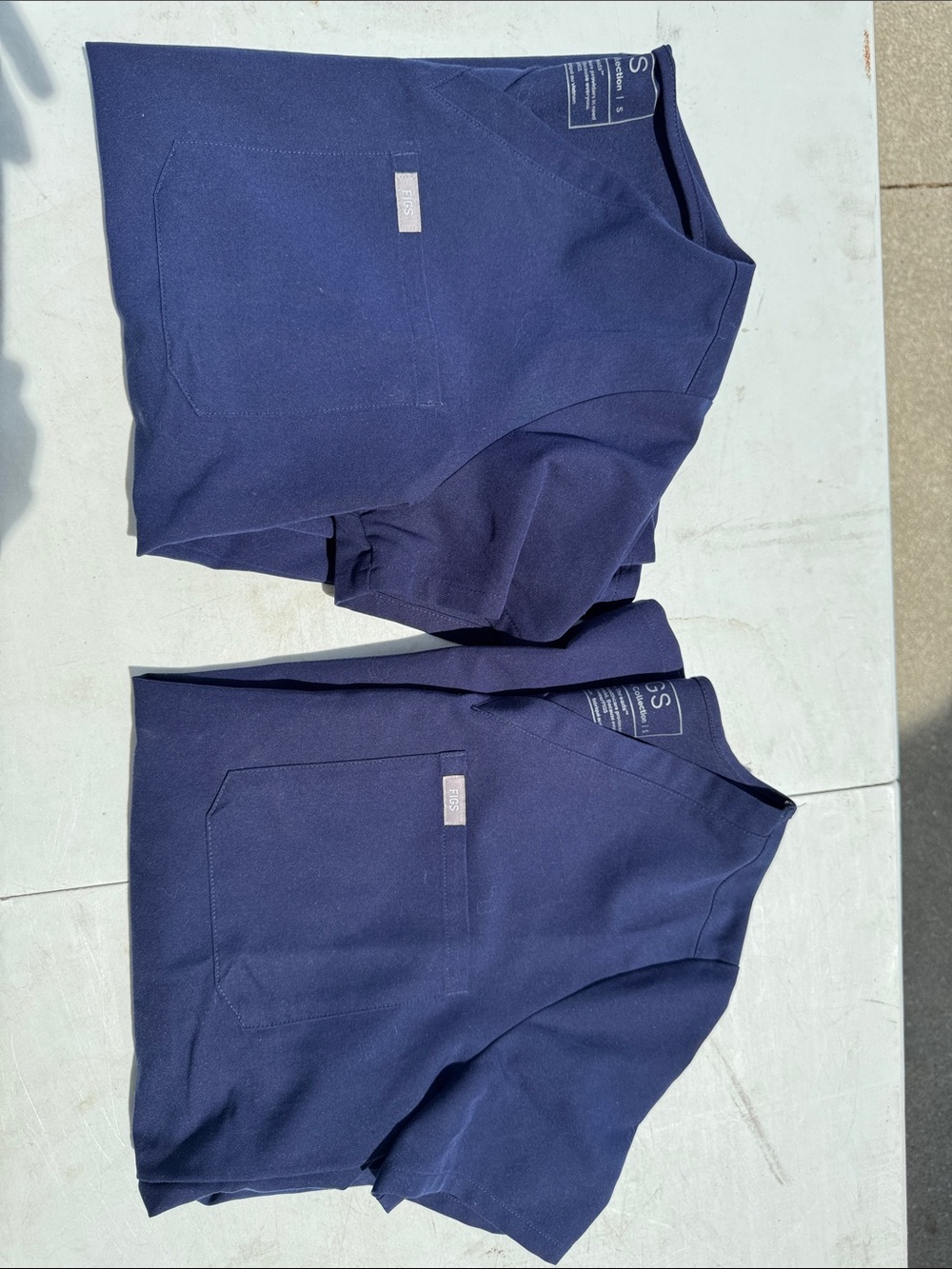 Figs Navy Blue Medical Scrub Tops - Set of 2